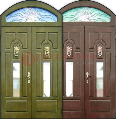 Стальная арочная дверь со стеклом ДА-17 для монолитного дома в Сергиевом Посаде