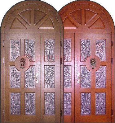 Металлическая арочная дверь со стеклом ДА-28 в коттедж в Сергиевом Посаде