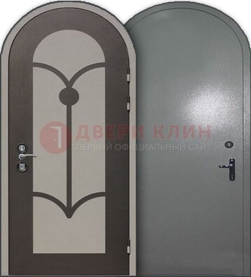 Серая входная арочная дверь ДА-2 в дом из пеноблоков в Сергиевом Посаде