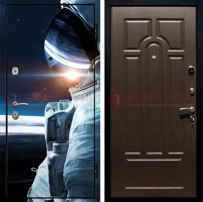 Синяя стальная дверь с фотопечатью ДФ-4 в Сергиевом Посаде
