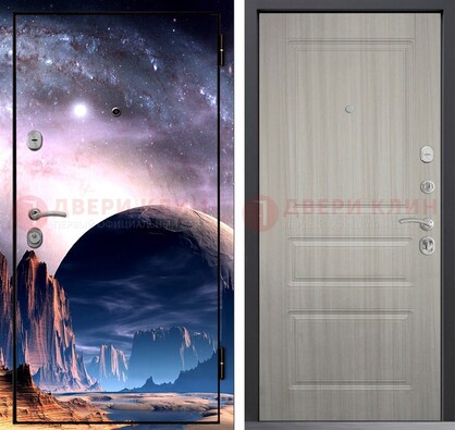 Железная дверь с фотопечатью космоса и планеты ДФ-50 в Сергиевом Посаде