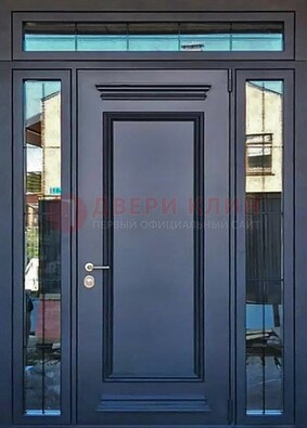 Черная металлическая дверь с фрамугой и филенкой ДФГ-19 в Сергиевом Посаде