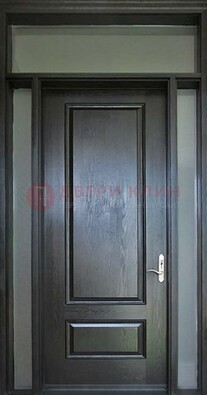 Черная металлическая дверь с фрамугами и стеклом ДФГ-24 в Сергиевом Посаде