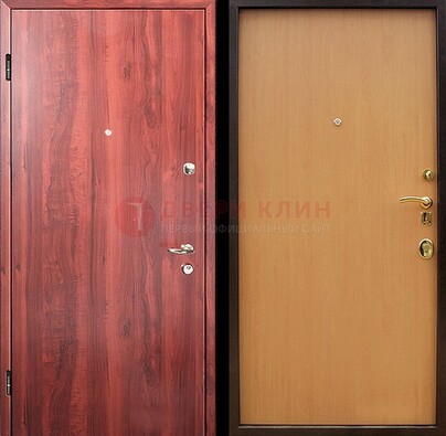 Красная железная дверь с ламинатом ДЛ-3 в Сергиевом Посаде