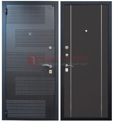 Темная металлическая дверь с МДФ ДМ-105 в деревянный дом в Сергиевом Посаде