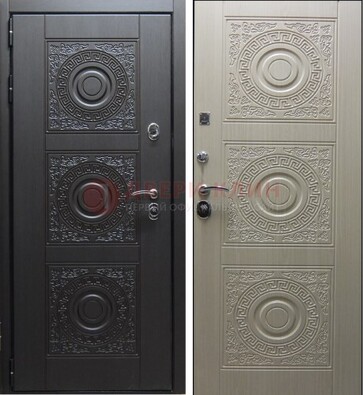 Темная стальная дверь с МДФ ДМ-161 для коттеджа в Сергиевом Посаде