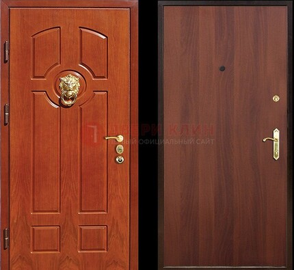 Оранжевая стальная дверь с МДФ ламинат внутри ДМ-18 в квартиру в Сергиевом Посаде