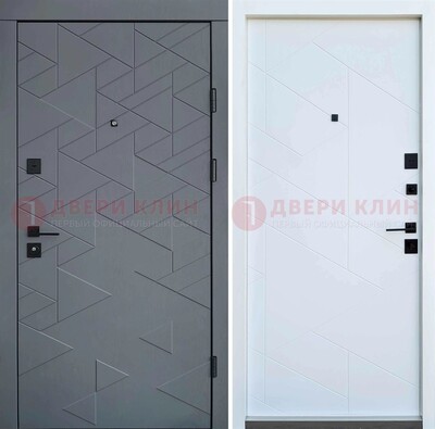 Серая металлическая дверь МДФ с узором  ДМ-224 в Сергиевом Посаде