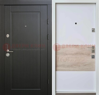 Черная металлическая дверь с белой МДФ внутри ДМ-230 в Сергиевом Посаде