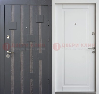 Темная металлическая дверь c белом МДФ внутри ДМ-231 в Саранске