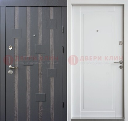 Темная металлическая дверь c белом МДФ внутри ДМ-231 в Сергиевом Посаде