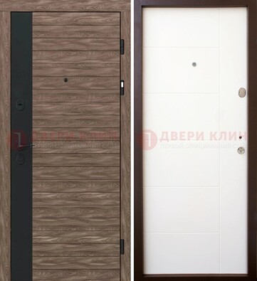 Коричневая входная дверь с черной вставкой МДФ ДМ-239 в Сергиевом Посаде