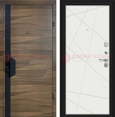 Стальная коричневая дверь МДФ c черной вставкой ДМ-267 в Сергиевом Посаде