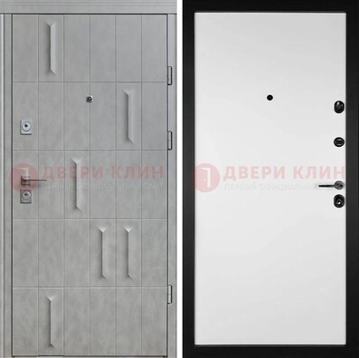Серая стальная дверь с рисунком МДФ и внутри Белый ясень ДМ-280 в Сергиевом Посаде