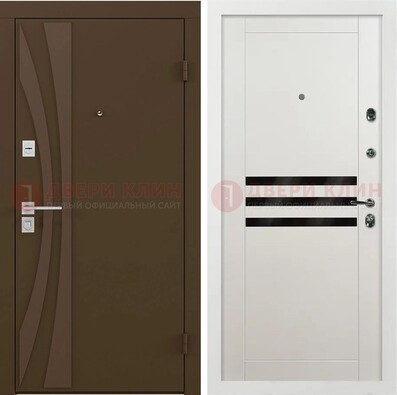 Стальная коричневая дверь с МДФ панелями ДМ-293 в Сергиевом Посаде