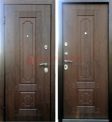 Коричневая металлическая дверь с МДФ ДМ-32 на дачу в Сергиевом Посаде