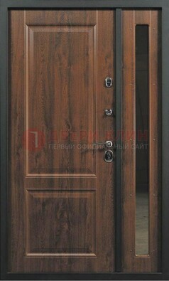 Темная железная дверь с панелью МДФ с зеркалом ДМ-338 в Сергиевом Посаде