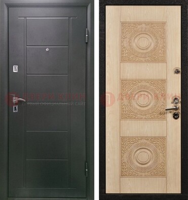 Темная железная дверь с МДФ в квартиру ДМ-344 в Сергиевом Посаде