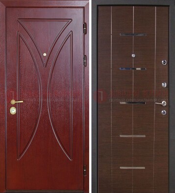 Темно-красная железная дверь с МДФ ДМ-370 в Сергиевом Посаде