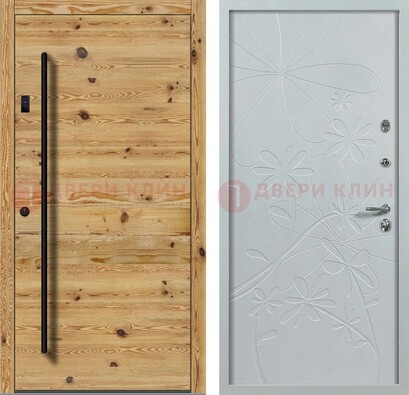 Металлическая дверь с МДФ в светлом цвете ДМ-412 в Сергиевом Посаде