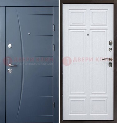 Темно-синяя стальная дверь МДФ белая внутри ДМ-435 в Сергиевом Посаде