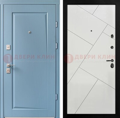 Синяя железная дверь с МДФ панелями ДМ-491 в Сергиевом Посаде
