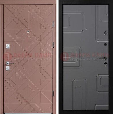 Красная стальная дверь в квартиру с МДФ хайтек ДМ-493 в Тамбове