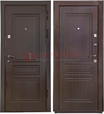 Антивандальная коричневая железная дверь с МДФ ДМ-61 в Сергиевом Посаде