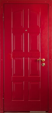 Красная стальная дверь с МДФ с рисунком ДМ-94 в квартиру в Сергиевом Посаде