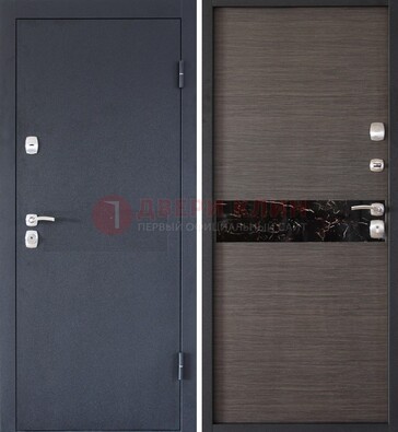 Черная железная дверь с порошковым напылением МДФ внутри ДП-114 в Сергиевом Посаде