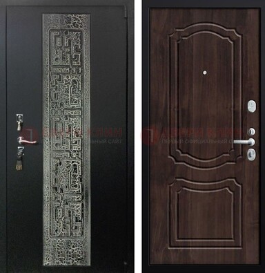 Темная входная дверь с порошковым покрытием и МДФ внутри ДП-224 в Сергиевом Посаде