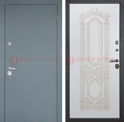 Стальная дверь с порошковым напылением с резной белой МДФ ДП-231 в Сергиевом Посаде