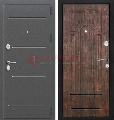Железная дверь Антик серебро с порошковым напылением и МДФ Тисненый орех ДП-260 в Сергиевом Посаде