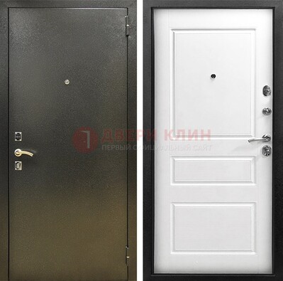 Входная дверь Темное серебро с порошковым напылением и белой МДФ ДП-272 в Сергиевом Посаде
