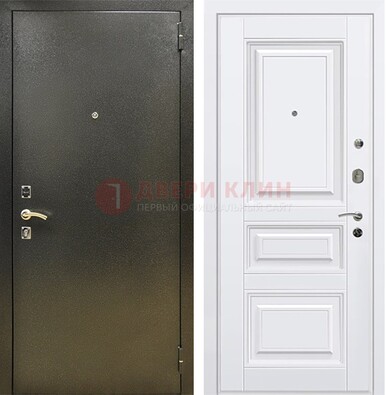 Железная темно-серая дверь с порошковым напылением и белой МДФ ДП-274 в Сергиевом Посаде