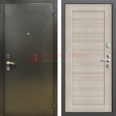Стальная темно-серая дверь с порошковой отделкой и МДФ панелью ДП-278 в Сергиевом Посаде