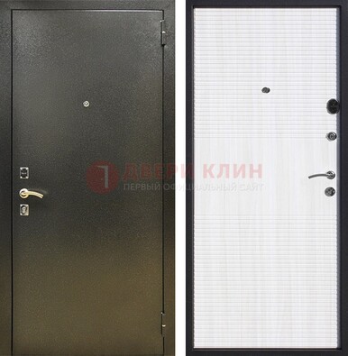 Стальная темно-серая дверь с порошковой отделкой и МДФ Белый ясень ДП-279 в Сергиевом Посаде