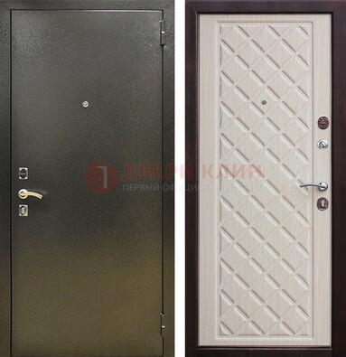 Темно-серая железная дверь с порошковым покрытием и филенчатой МДФ ДП-289 в Сергиевом Посаде