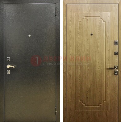 Темно-серая входная дверь с порошковым покрытием и МДФ Золотой дуб ДП-291 в Сергиевом Посаде
