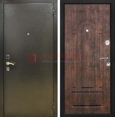 Темно-серая металлическая дверь с порошковым покрытием и МДФ коричневая ДП-292 в Сергиевом Посаде