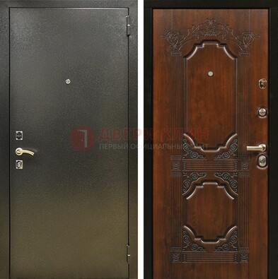 Входная дверь Темное серебро с порошковым покрытием и МДФ с узором ДП-293 в Сергиевом Посаде