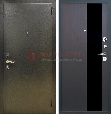 Входная темная дверь с порошковым покрытием и МДФ со стеклом ДП-294 в Сергиевом Посаде