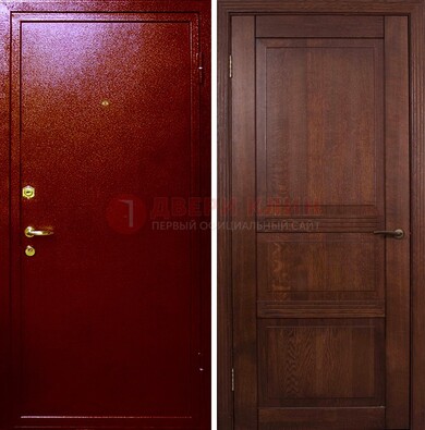 Красная железная дверь с порошковым окрасом ДП-58 в Сергиевом Посаде