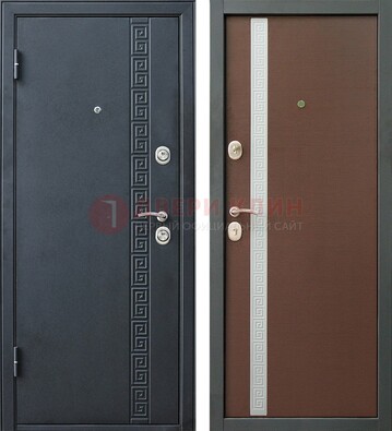 Черная стальная дверь с порошковым напылением ДП-9 в Голицино