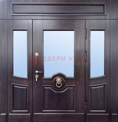 Филенчатая металлическая дверь с панелью МДФ и стеклом ДПР-102 в Сергиевом Посаде