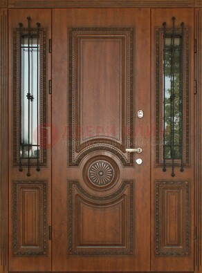 Парадная распашная стальная дверь Винорит со стеклом ДПР-106 в Сергиевом Посаде