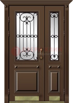 Стальная парадная дверь со вставками из стекла ДПР-32 для кирпичного дома в Сергиевом Посаде