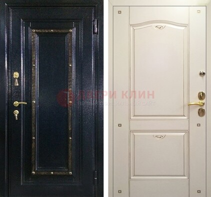 Парадная дверь с золотистым декором ДПР-3 в квартиру в Сергиевом Посаде