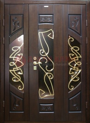Парадная дверь со стеклом и ковкой ДПР-1 в каркасный дом в Сергиевом Посаде