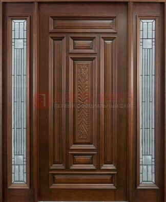 Парадная дверь с резьбой ДПР-70 в кирпичный дом в Сергиевом Посаде